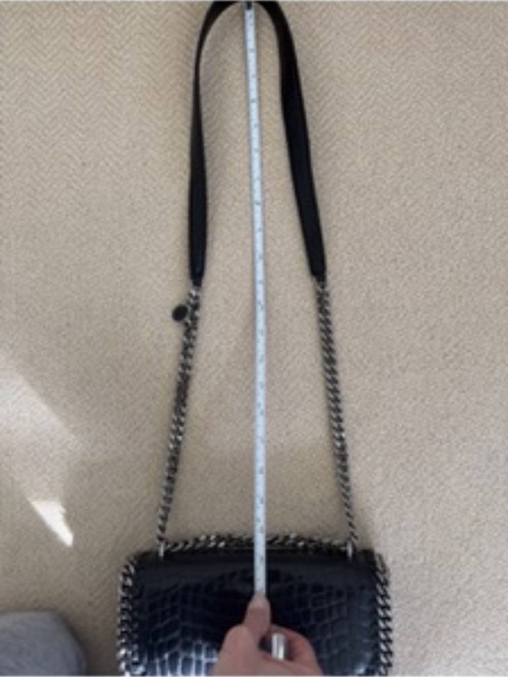 Stella McCartney Black Croc Embossed Faux Leather Medium Falabella Star Box Bag - Picture 13 of 14